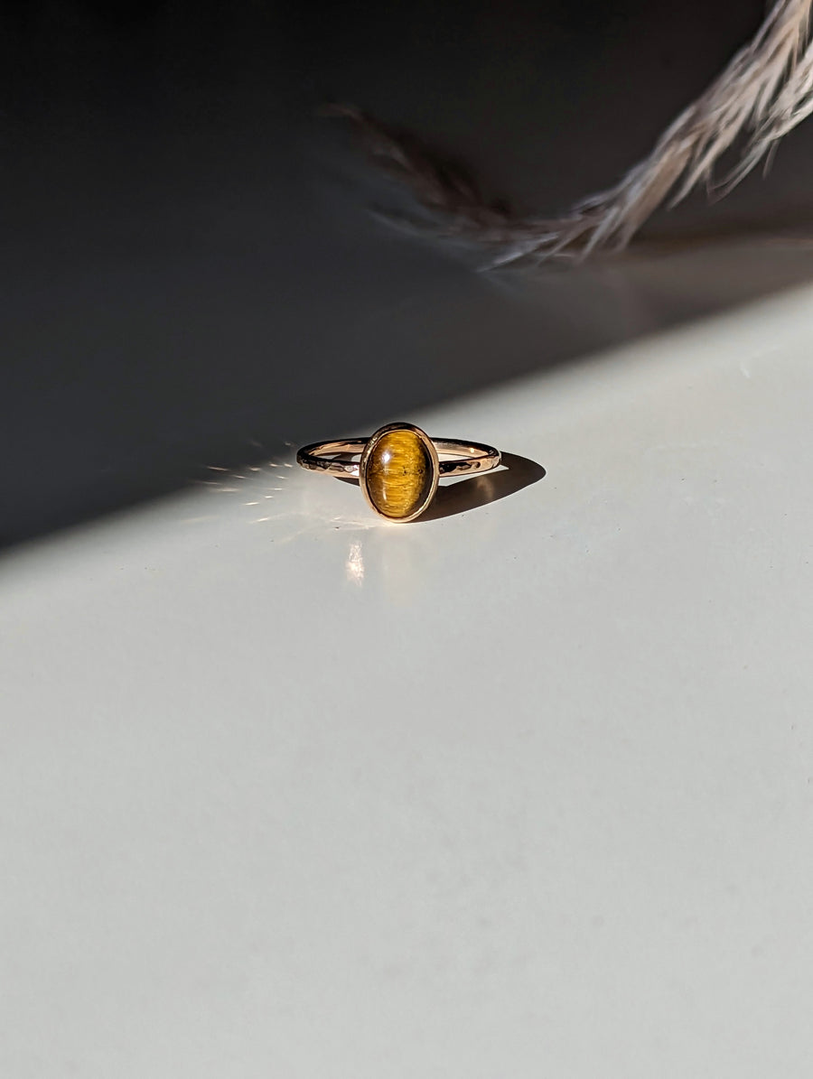 Tiger Eye Oval Ring | Gold-Filled